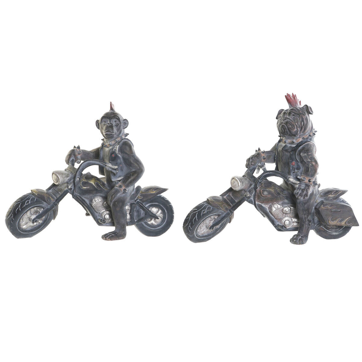 Decorative Figure Home ESPRIT Dark grey Biker 24 x 15 x 29 cm (2 Units)