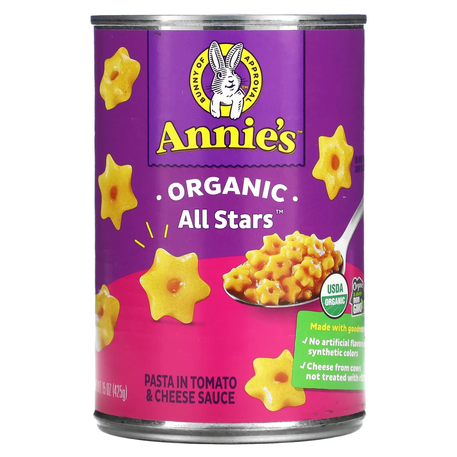 Annie's Homegrown, Organic All Stars, паста в томатном и сырном соусе, 425 г (15 унций)
