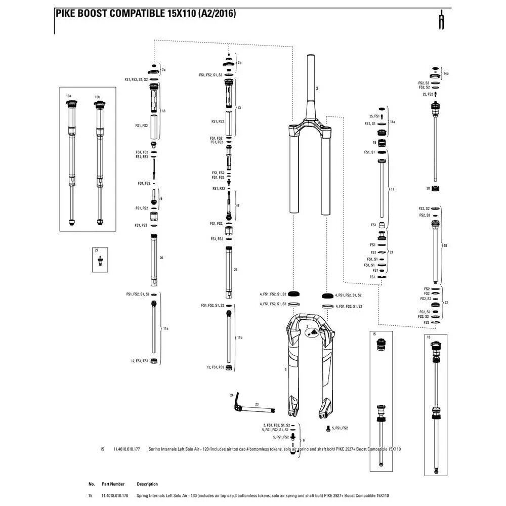 ROCKSHOX Pike 27´´/29´´ 130 mm Boost Solo Air Left Spring Internals