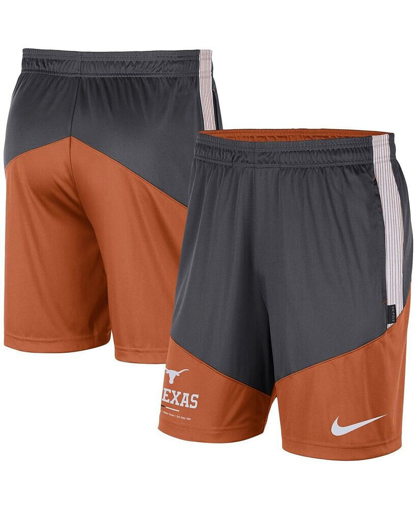 Nike men's Gray and Texas Orange Texas Longhorns Team Performance Knit Shorts