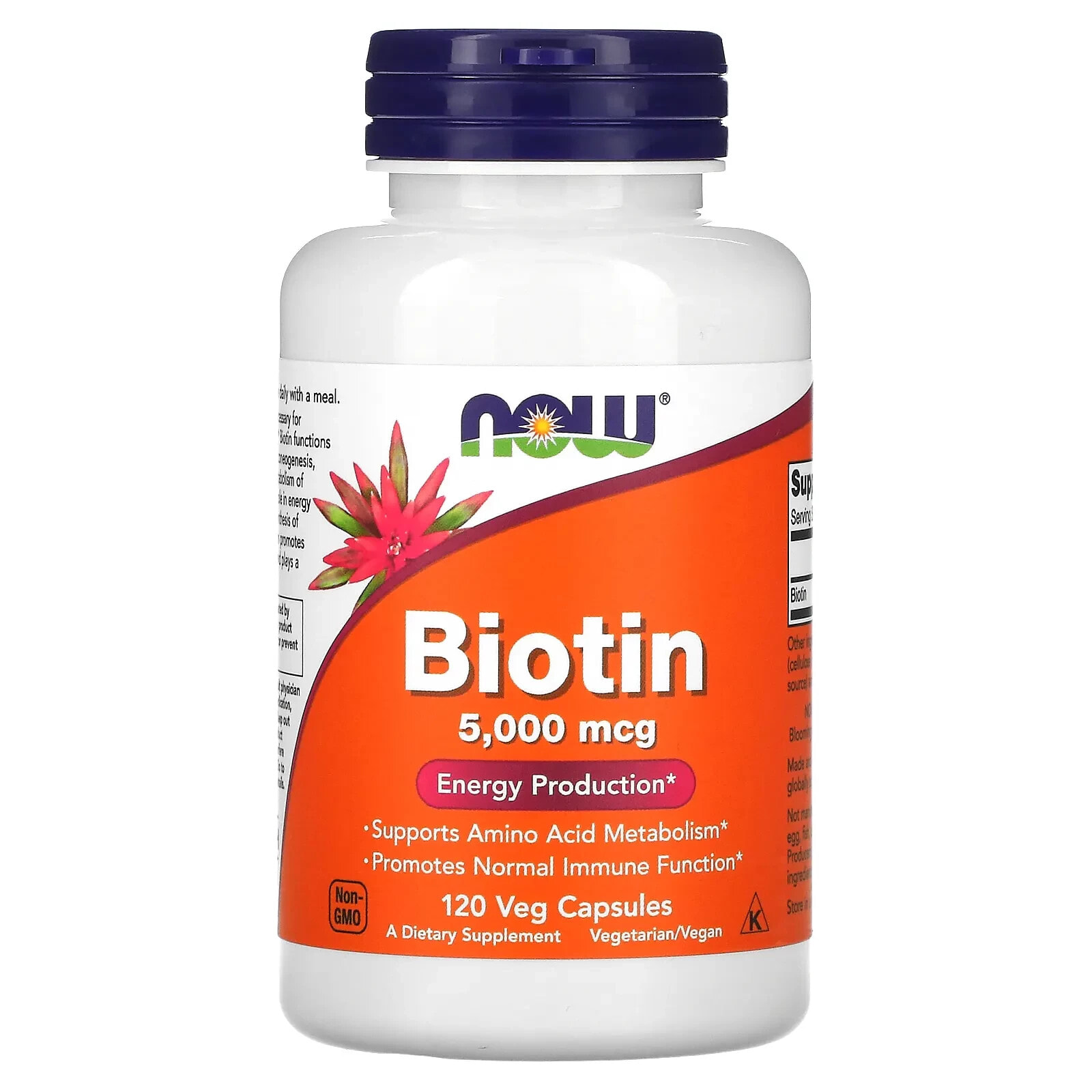 Биотин 5000 NOW Biotin -- 5000 mcg - 120 Veg Capsules