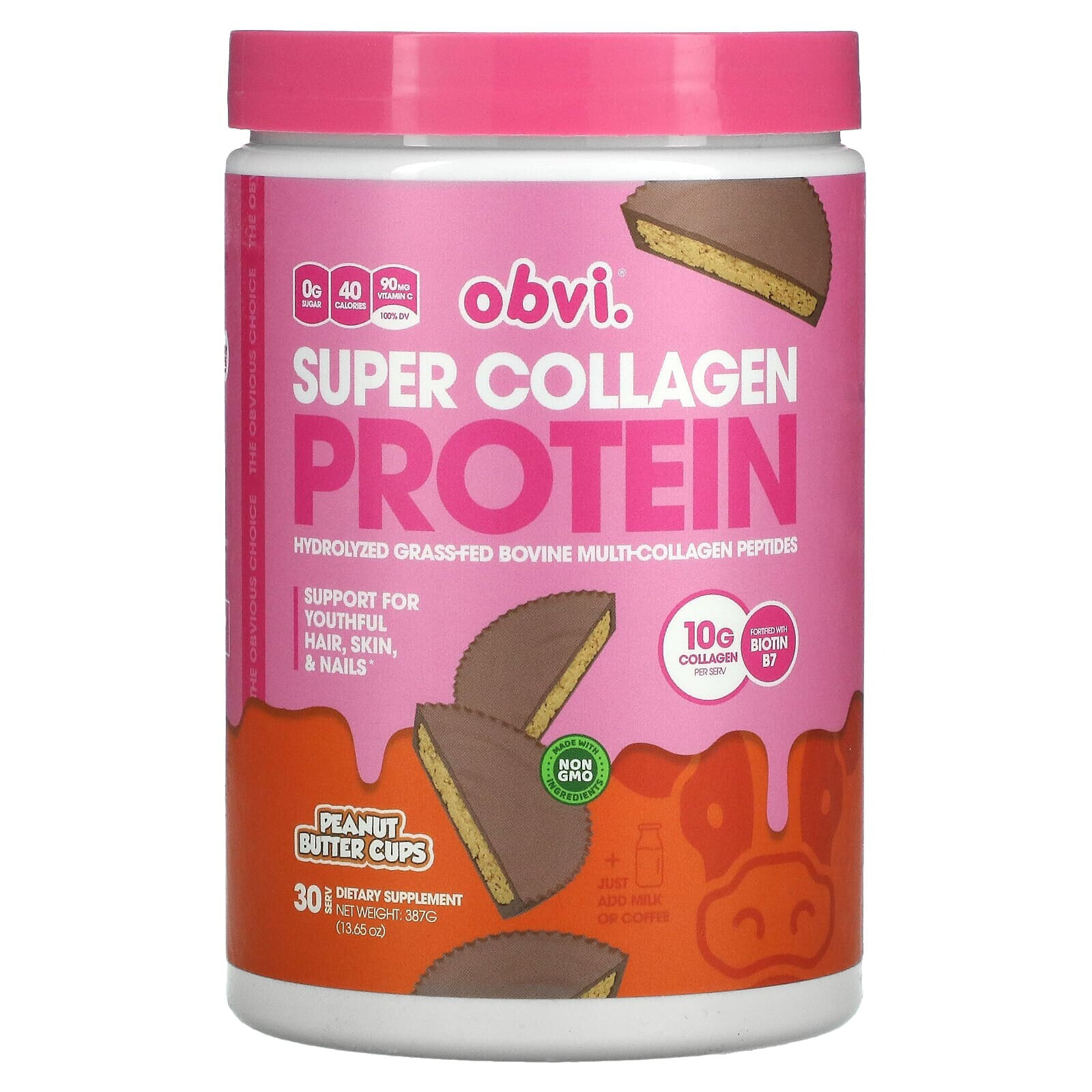 Obvi, Super Collagen Protein, без добавок, 337,5 г (11,90 унции)