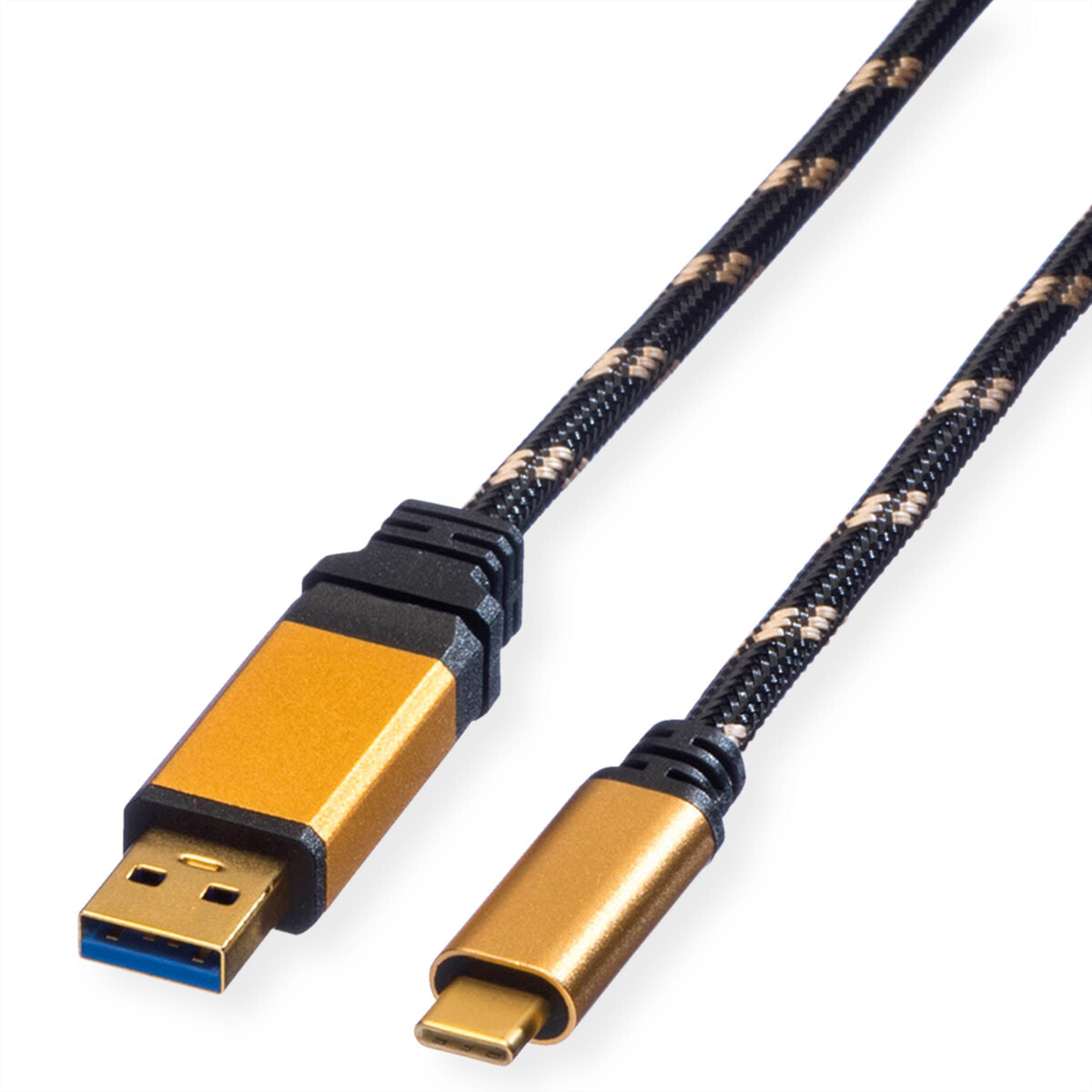 ROLINE USB 1m USB кабель 3.2 Gen 2 (3.1 Gen 2) USB A USB C Черный, Золото 11.02.9013