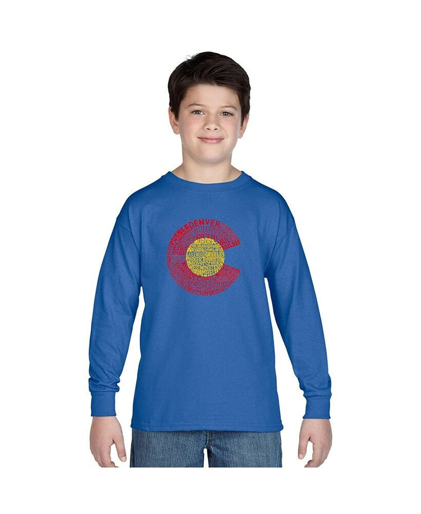 LA Pop Art big Boy's Word Art Long Sleeve T-shirt - Colorado