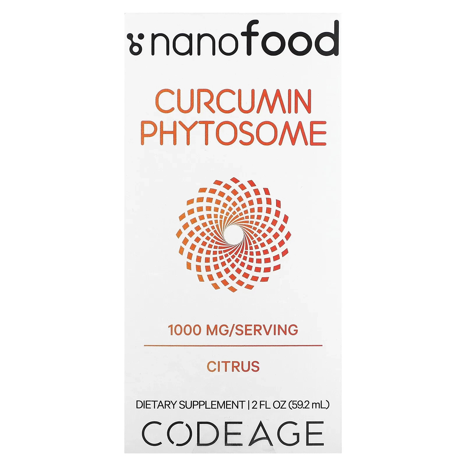 Codeage, Curcumin Phytosome, цитрусовые, 1000 мг, 59,2 мл (2 жидк. Унции)