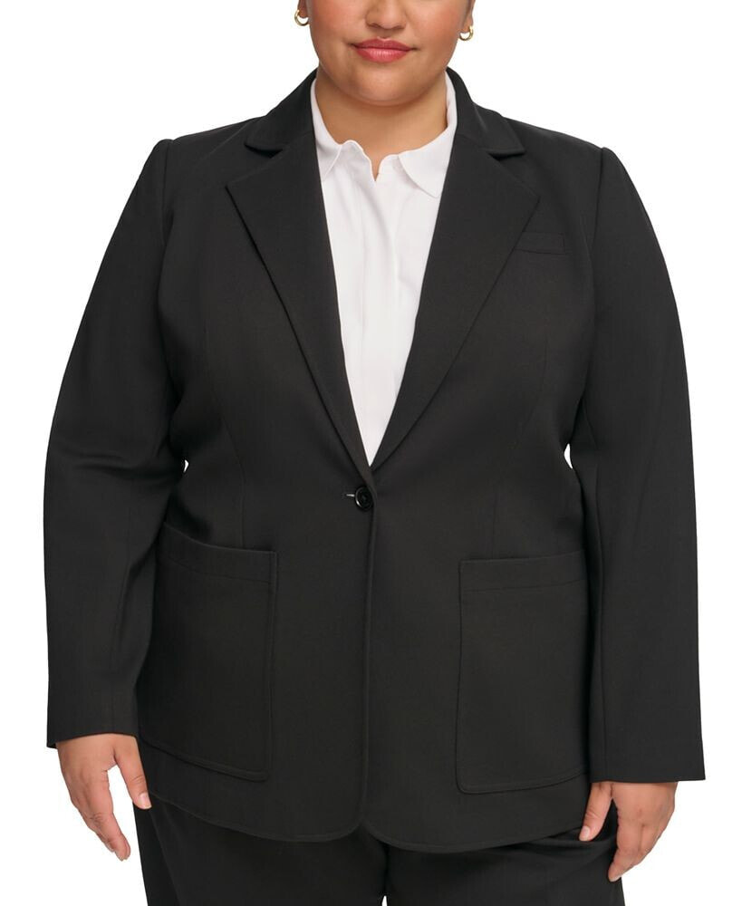 Calvin Klein plus Size Notched-Collar One-Button Jacket