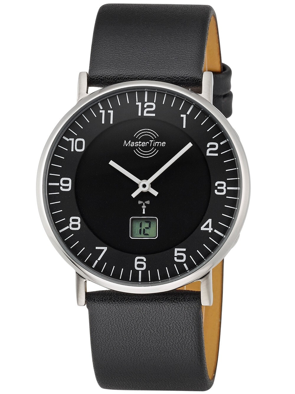 Мужские наручные часы с черным кожаным ремешком  Master Time MTGS-10560-22L Radio Controlled Advanced Series Mens 40mm