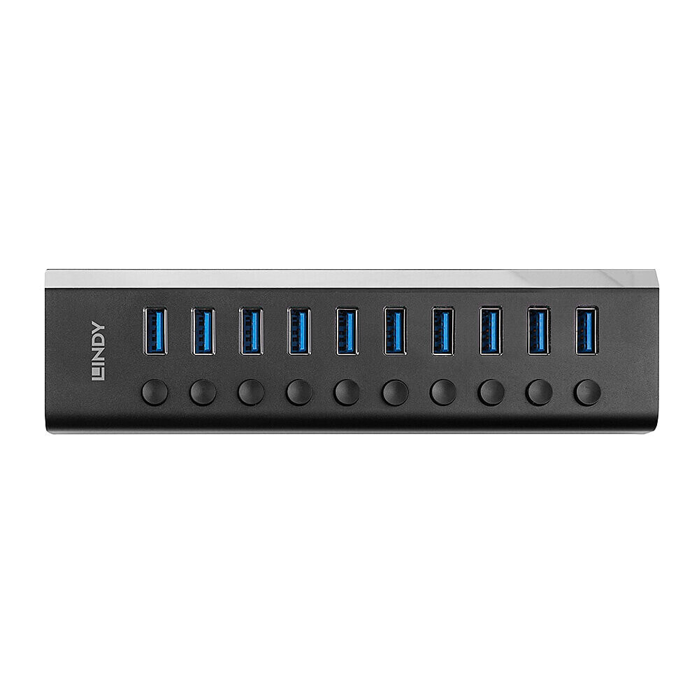 Lindy 10 Port USB 3.0 Hub with On/Off Switches USB 3.2 Gen 1 (3.1 Gen 1) Type-B 5000 Мбит/с Черный 43370