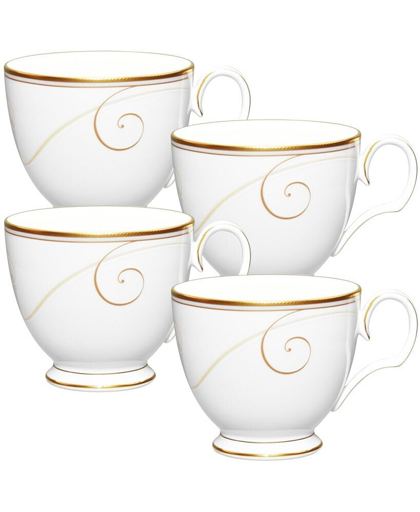 Golden Wave Set of 4 Cups, Service For 4