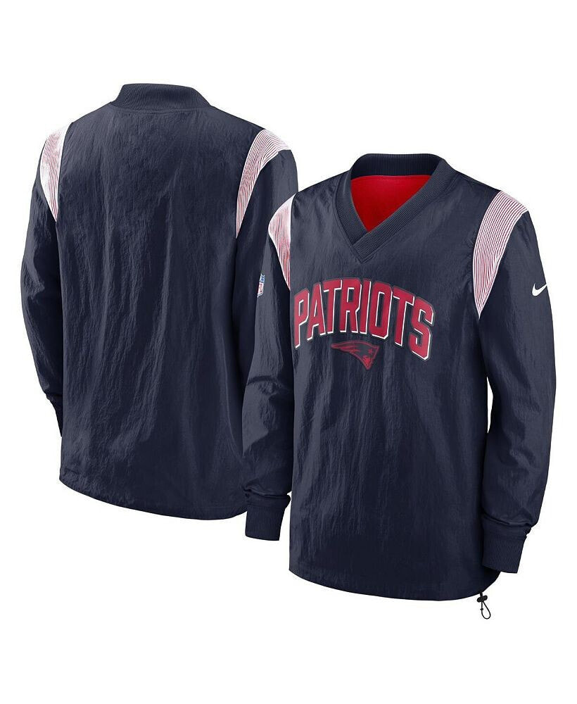 Nike men's Navy New England Patriots Sideline Athletic Stack V-neck Pullover Windshirt Jacket
