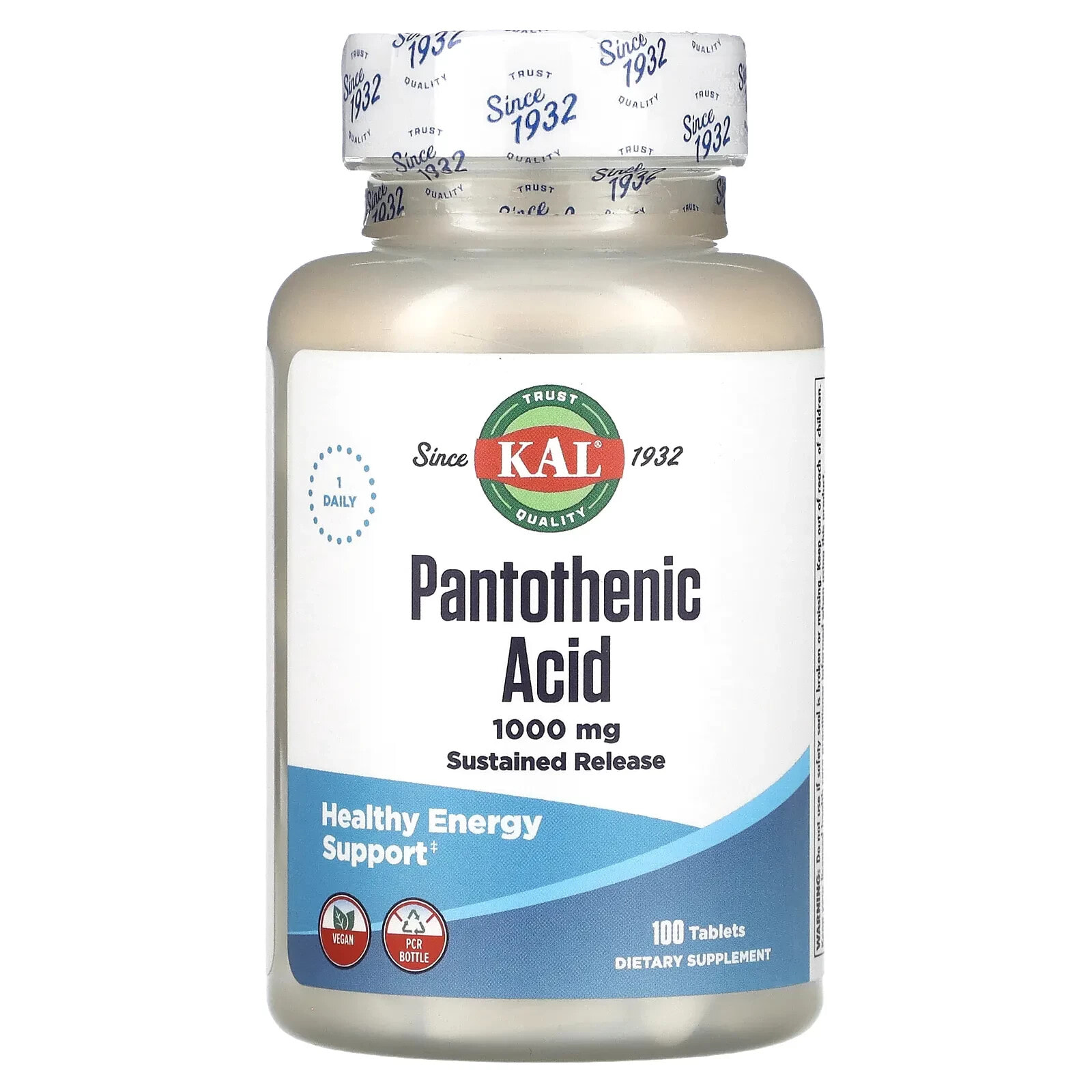KAL, Pantothenic Acid , 1,000 mg, 50 Tablets