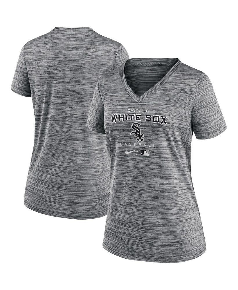 Women's Anthracite Chicago White Sox Authentic Collection Velocity Space-Dye Performance V-Neck T-shirt