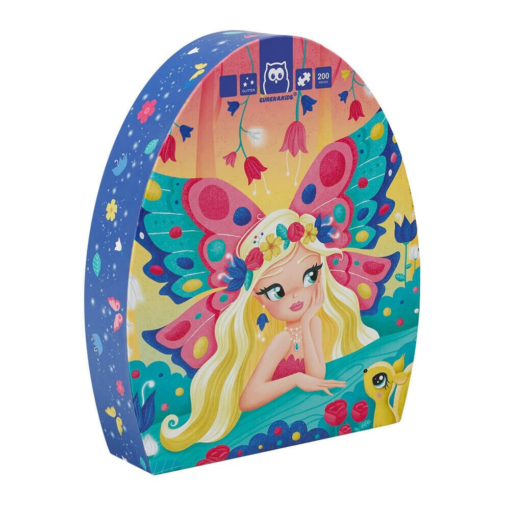 EUREKAKIDS 200 piece jigsaw puzzle with glitter finish - butterfly fairy