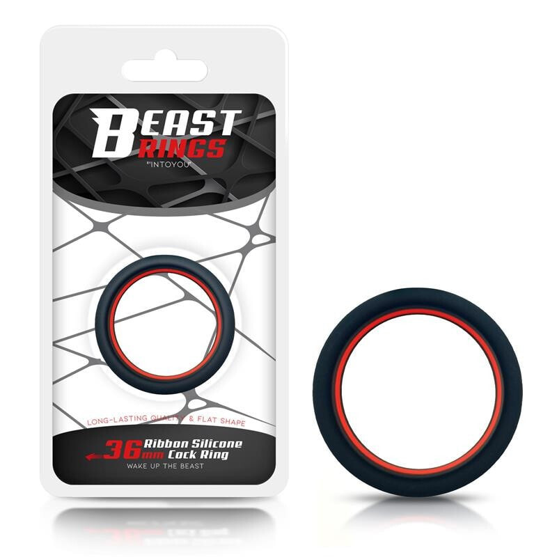 Эрекционное кольцо BEAST RINGS Penis Ring 100% Solid Silicone 3.6 cm Red and Black