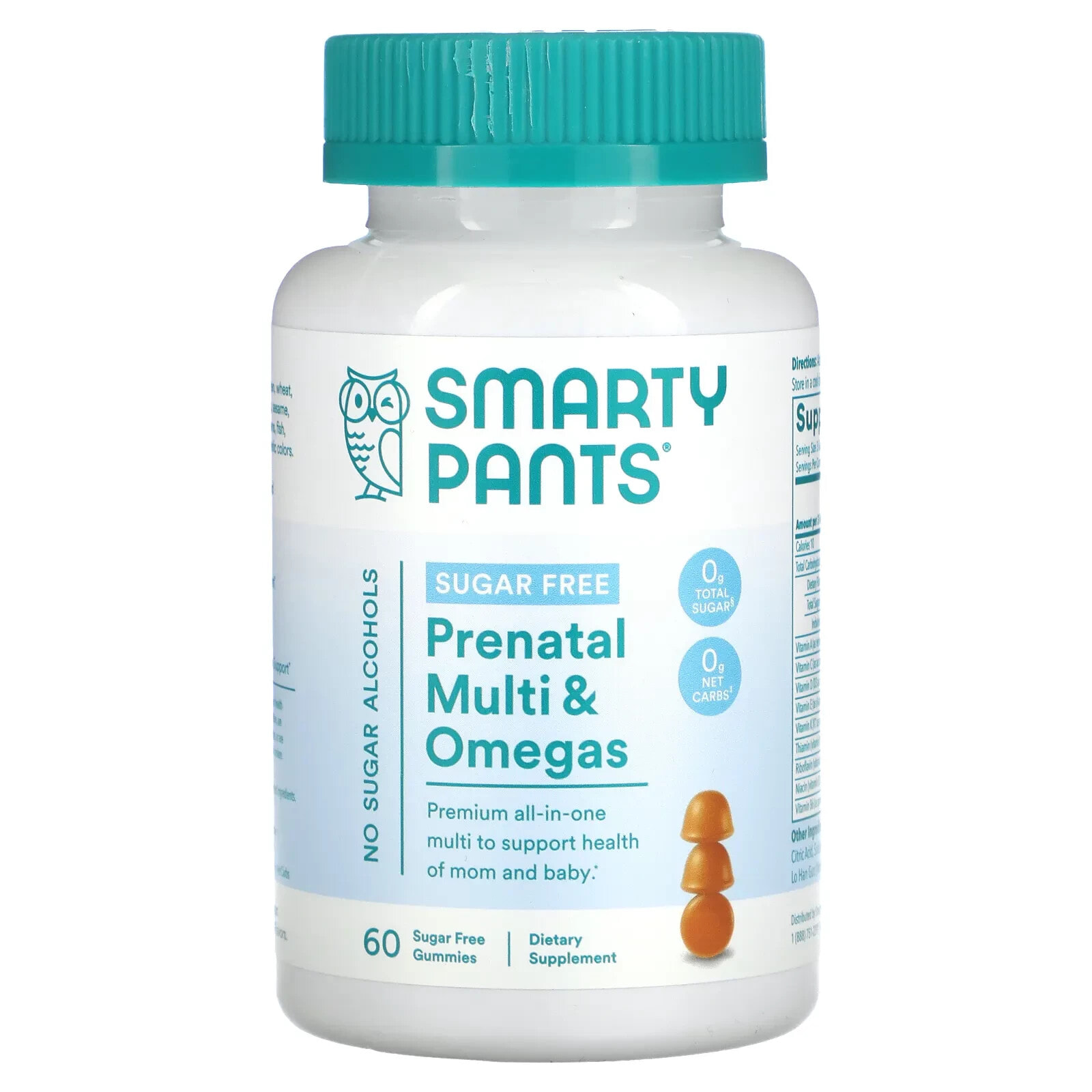SmartyPants, Пренатальные мультивитамины и омега без сахара, лимон, 60 жевательных таблеток