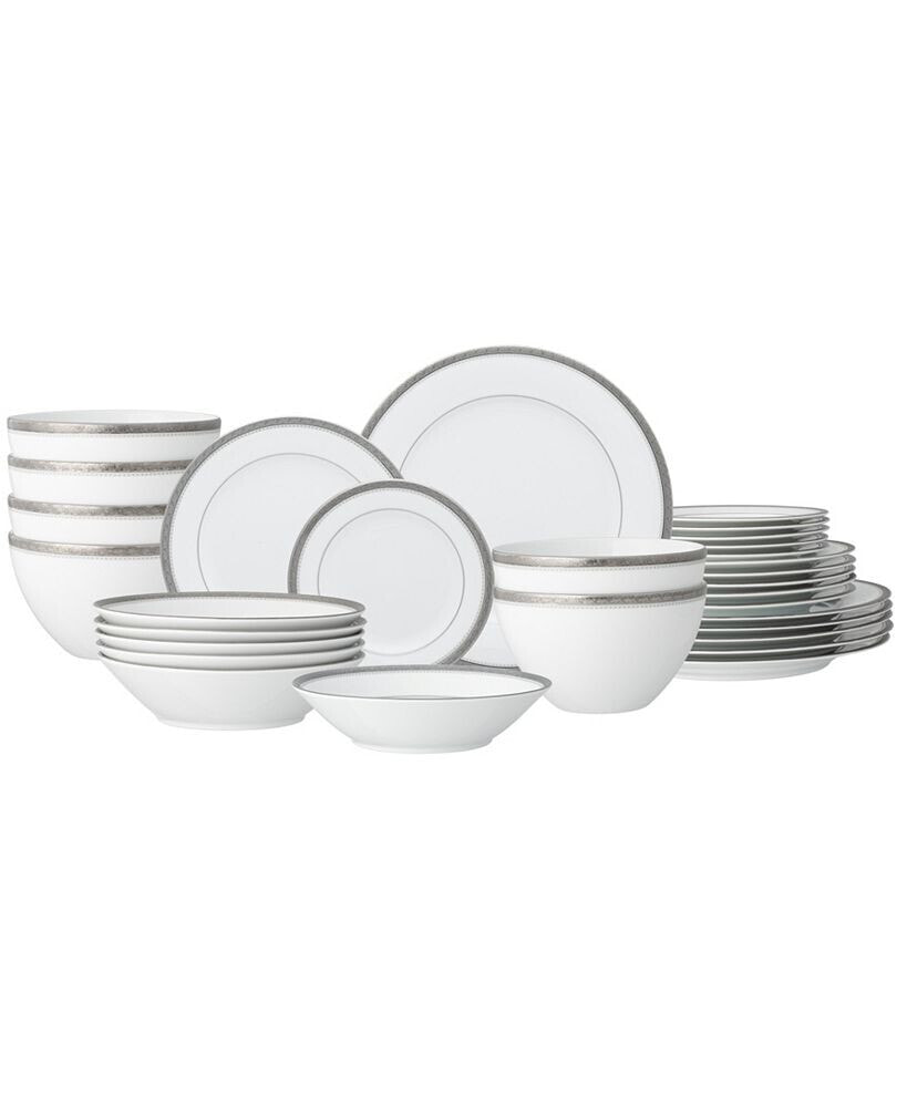 Noritake charlotta Platinum 30-Piece Dinnerware Set, Service For 6