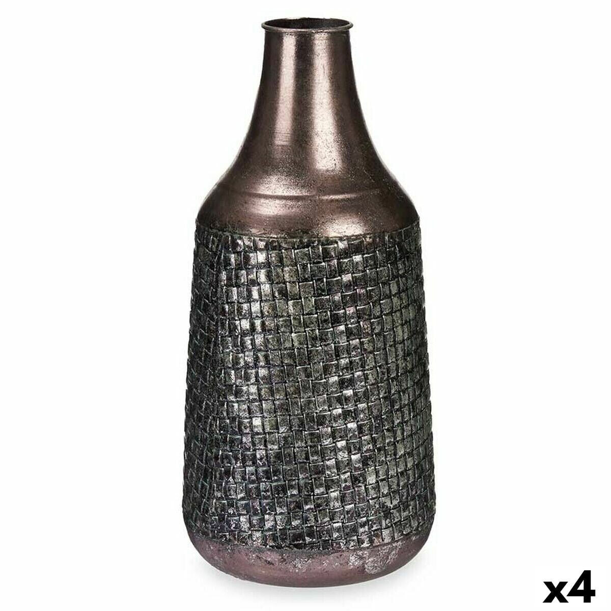 Vase Silver Metal 21 x 44 x 21 cm (4 Units) With relief