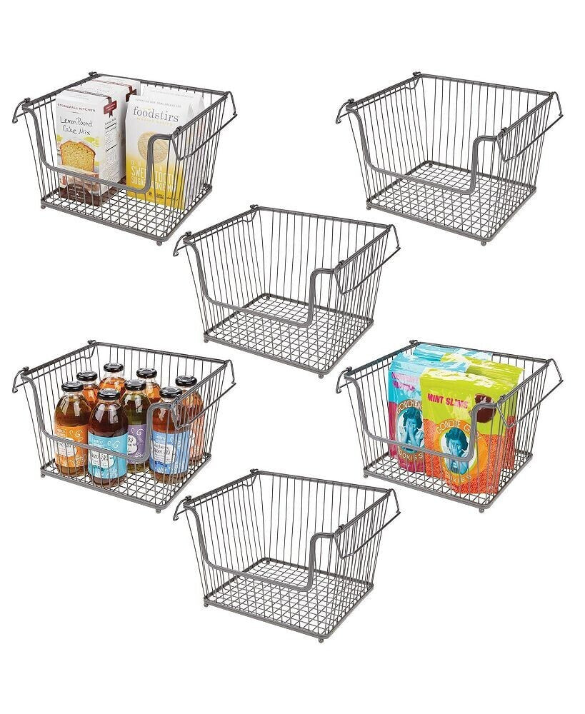 mDesign stackable Storage Basket with Handles, 6 Pack