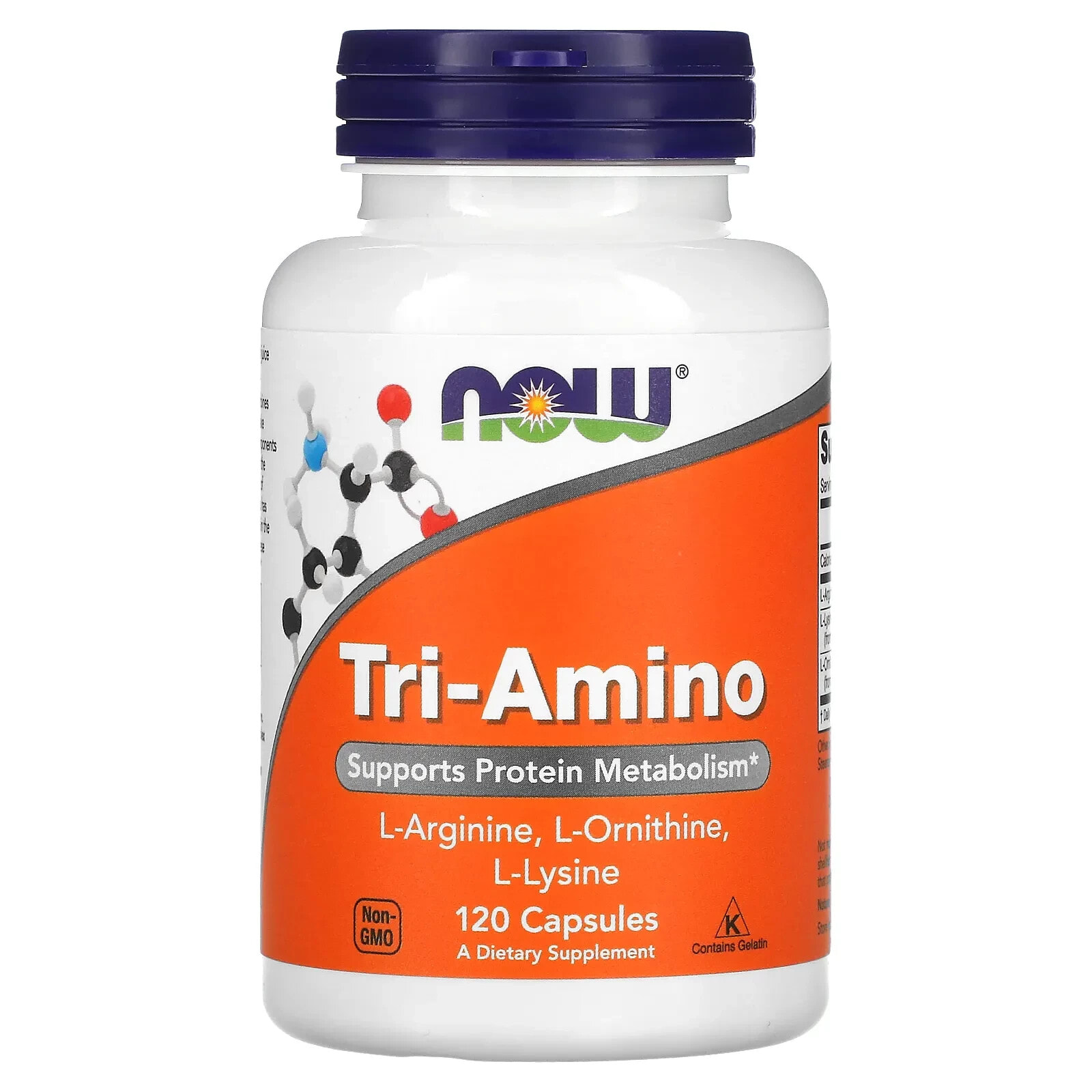 NOW Foods Tri-Amino Комплекс с L-аргинином, L-орнитином, L-лизином 120 капсул