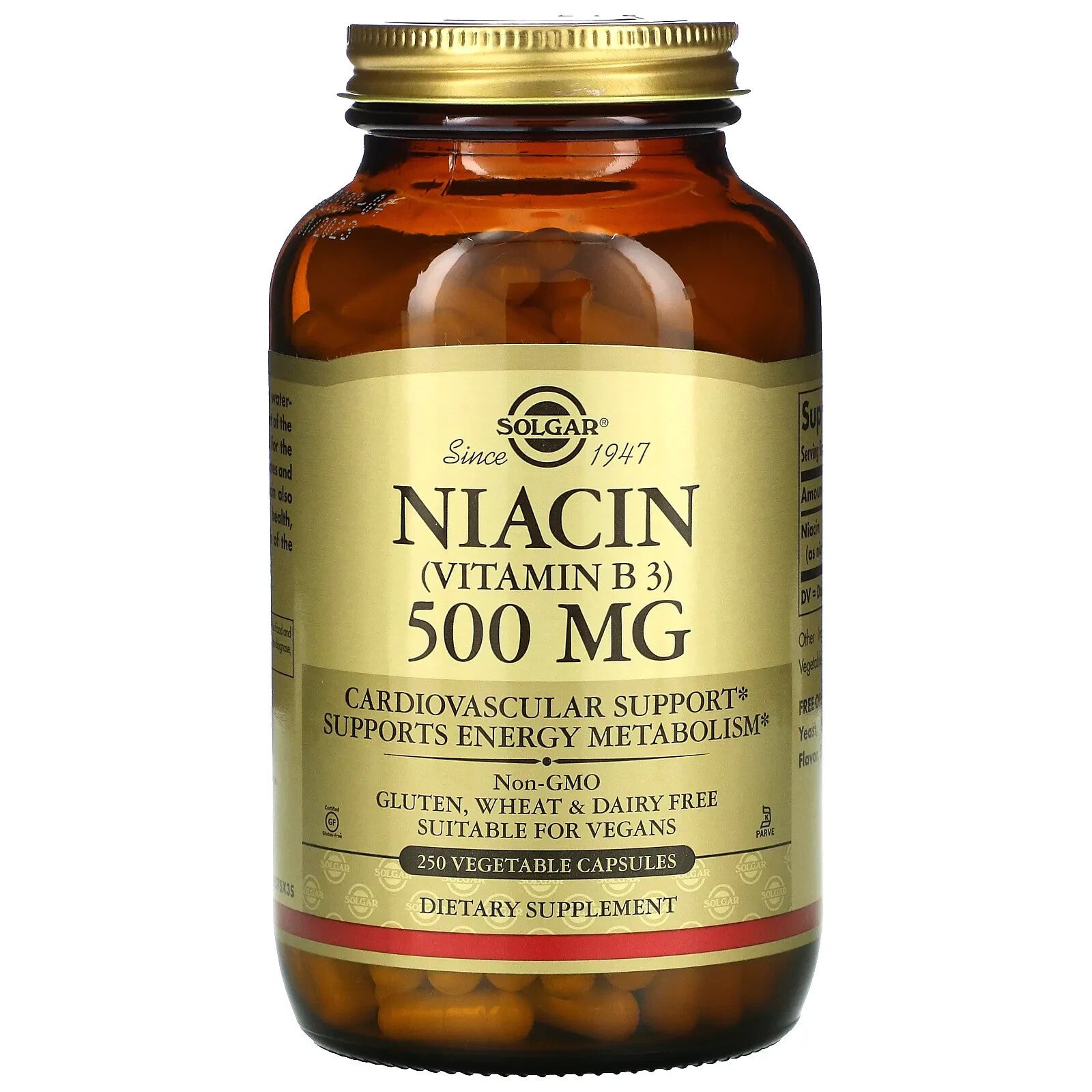 Solgar, Vitamin B3 (Niacin), 500 mg, 250 Vegetable Capsules