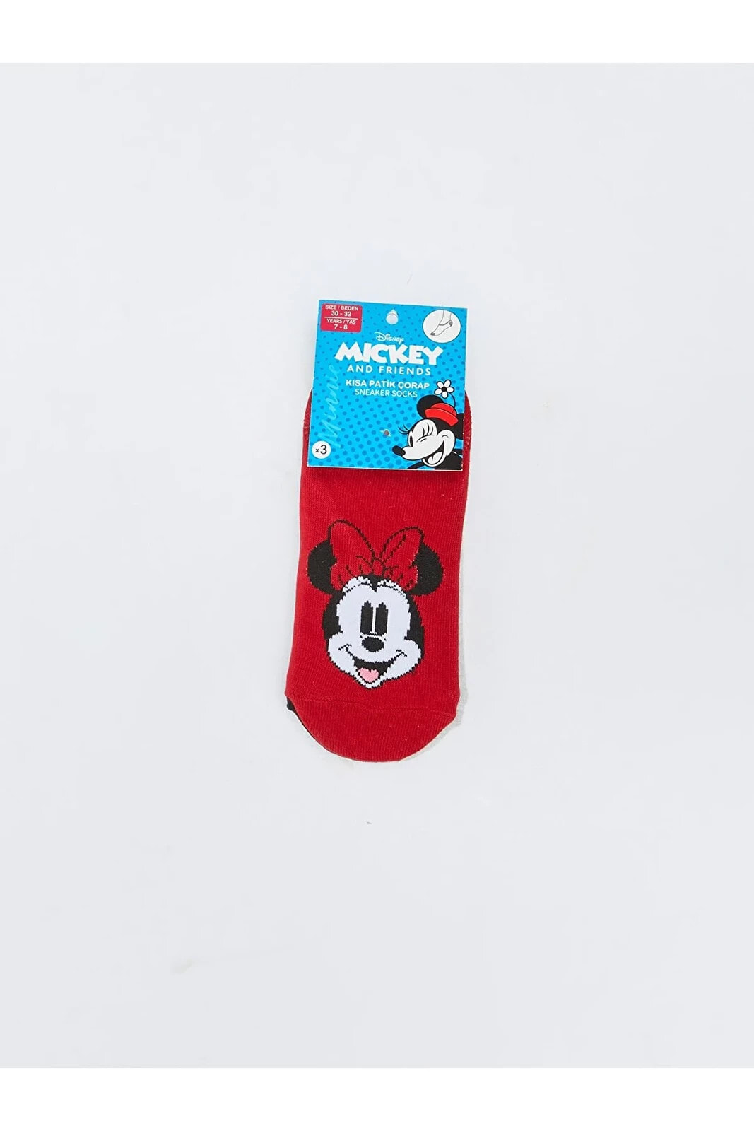 Minnie Mouse Desenli Kız Çocuk Patik Çorap 3'lü