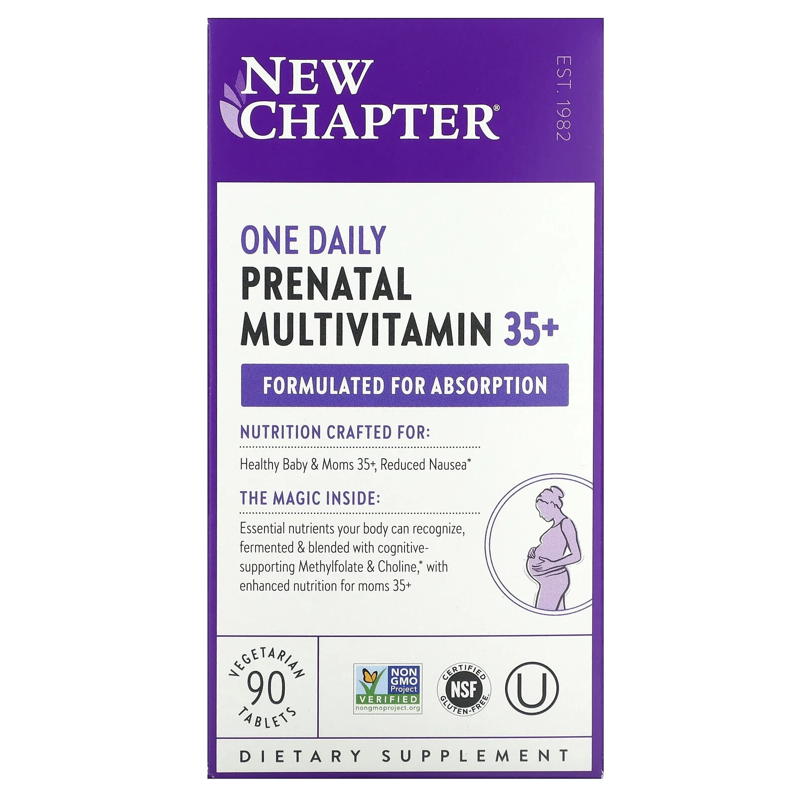 Нью Чэптэ, One Daily Prenatal Multivitamin 35+, 30 вегетарианских таблеток