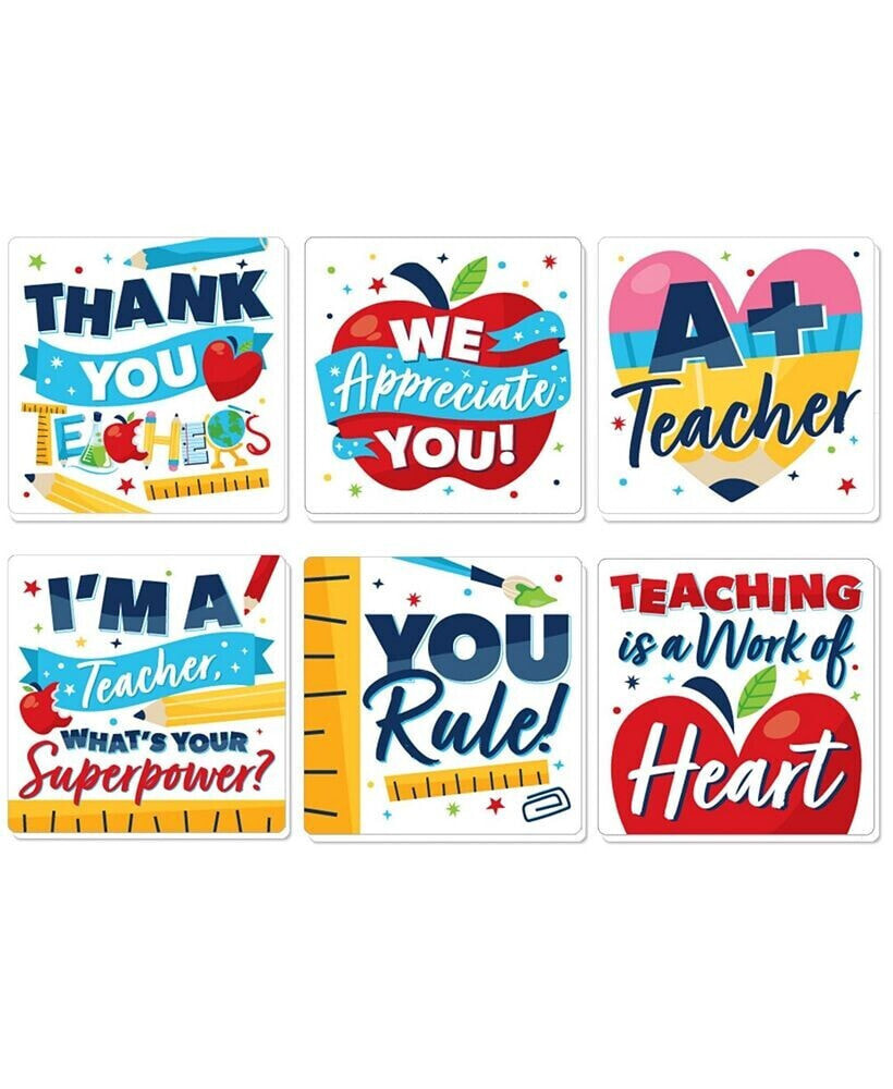 Big Dot of Happiness thank You Teachers - Teacher Appreciation Decor - Drink Coasters - Set of 6