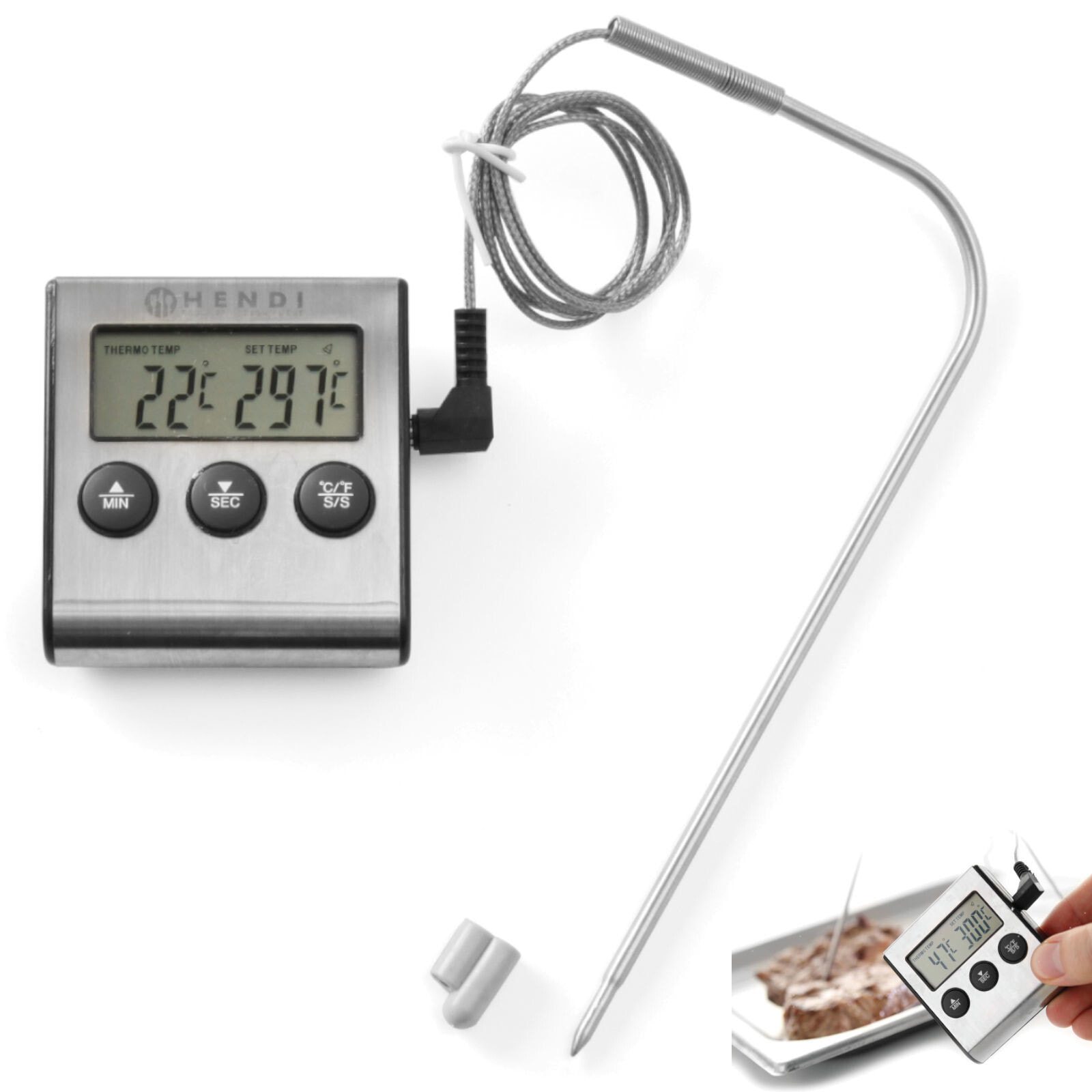 Gastronomic thermometer for baking with probe and timer function - Hendi 271346