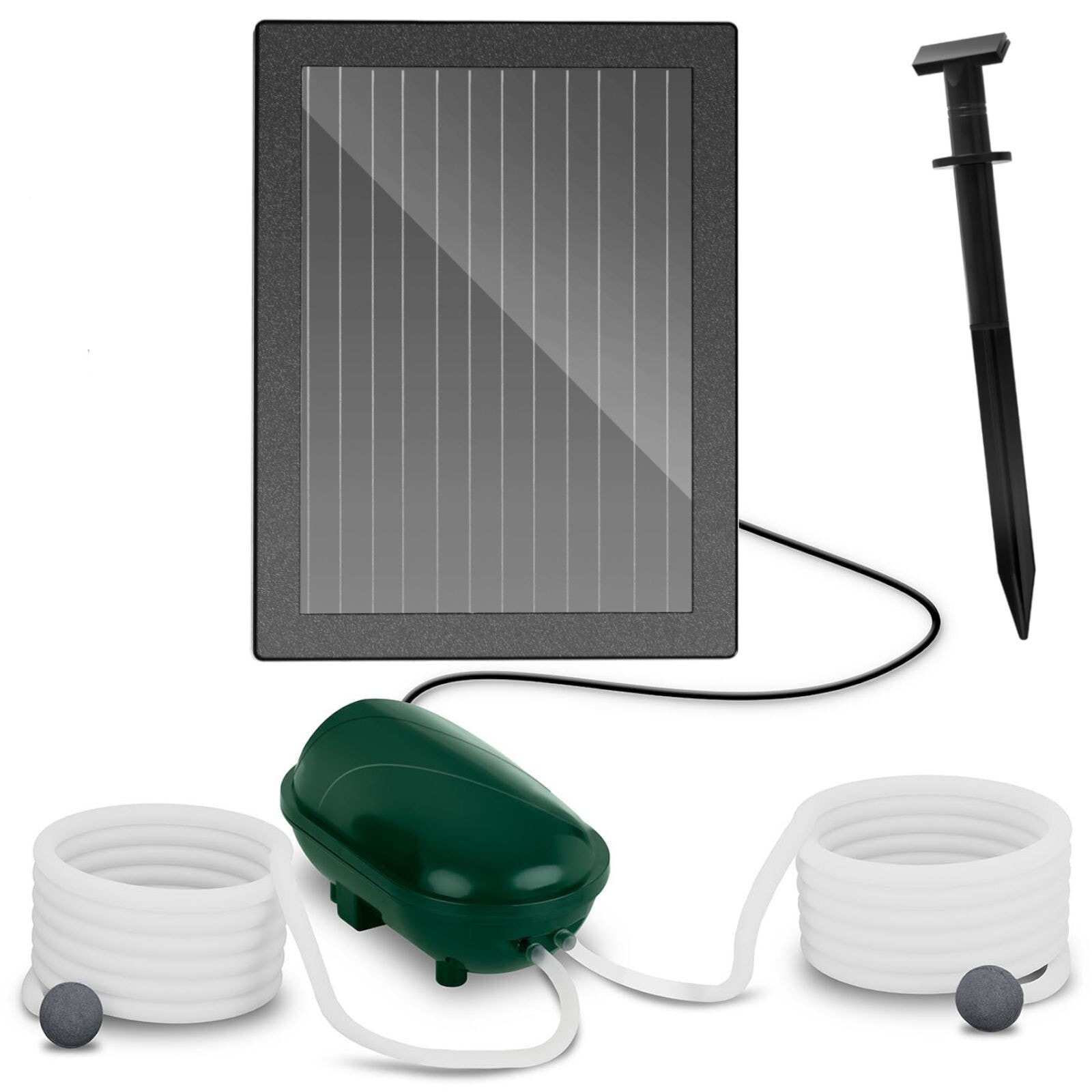 Solar pond air pump 2 airstones with battery 200 l / h 1.4 W
