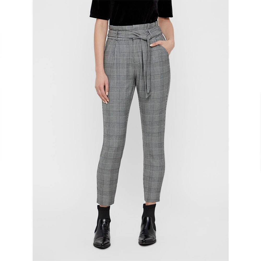 VERO MODA High Waist Paperbag Check Pants