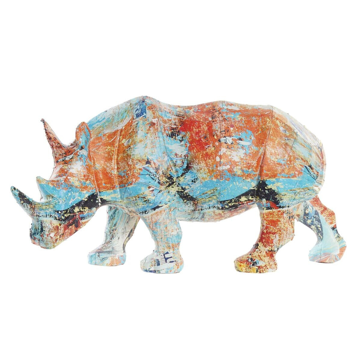 Decorative Figure DKD Home Decor 34 x 12,5 x 16,5 cm Multicolour Rhinoceros Modern