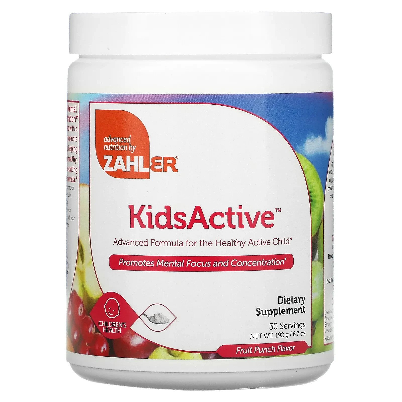 Залер, Kids Active, усовершенствованный состав для здоровья активных детей, фруктовый пунш, 6.7 унций (192 г)