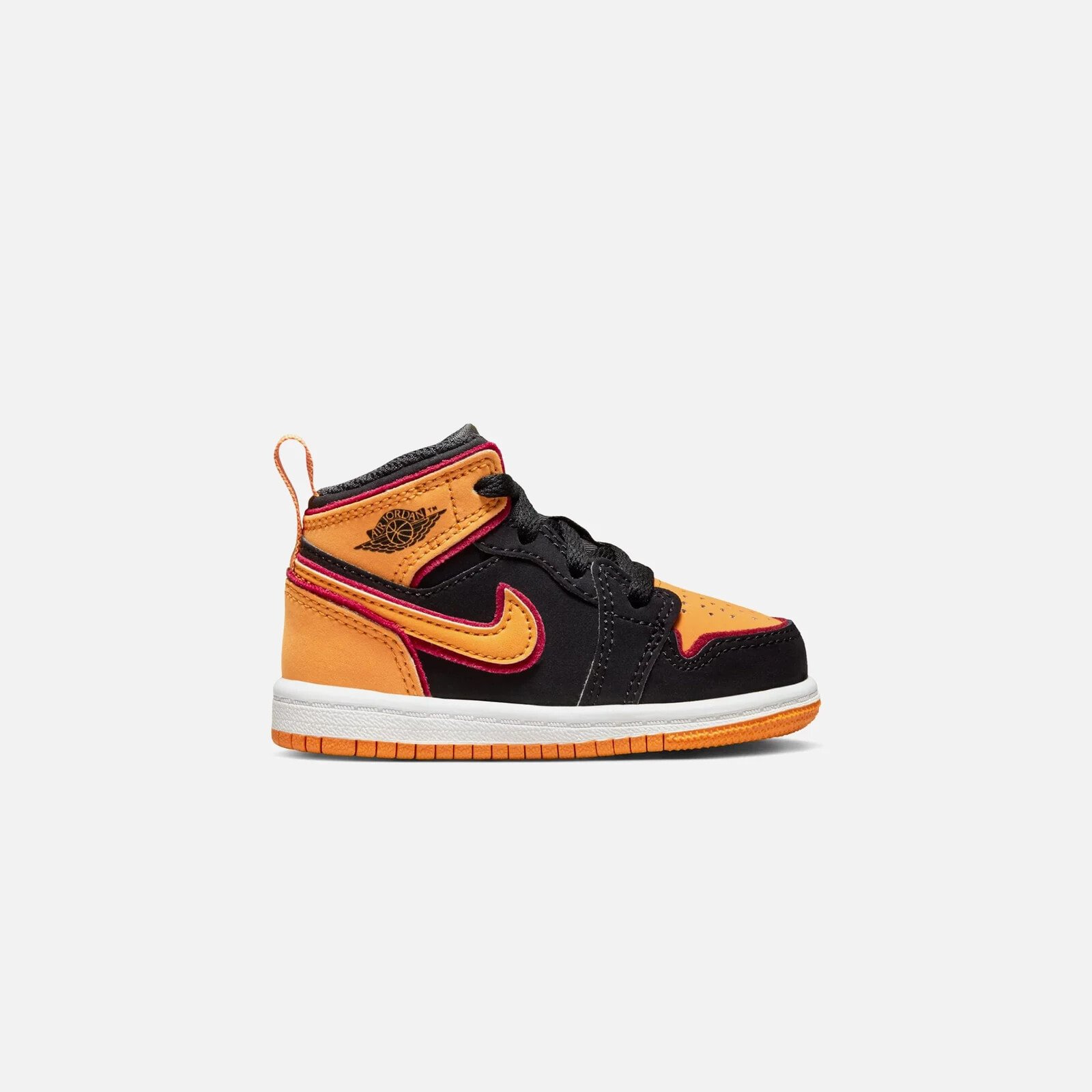 Nike TD Air Jordan 1 Mid SE - Black / Vivid Orange / Cardinal Red / White