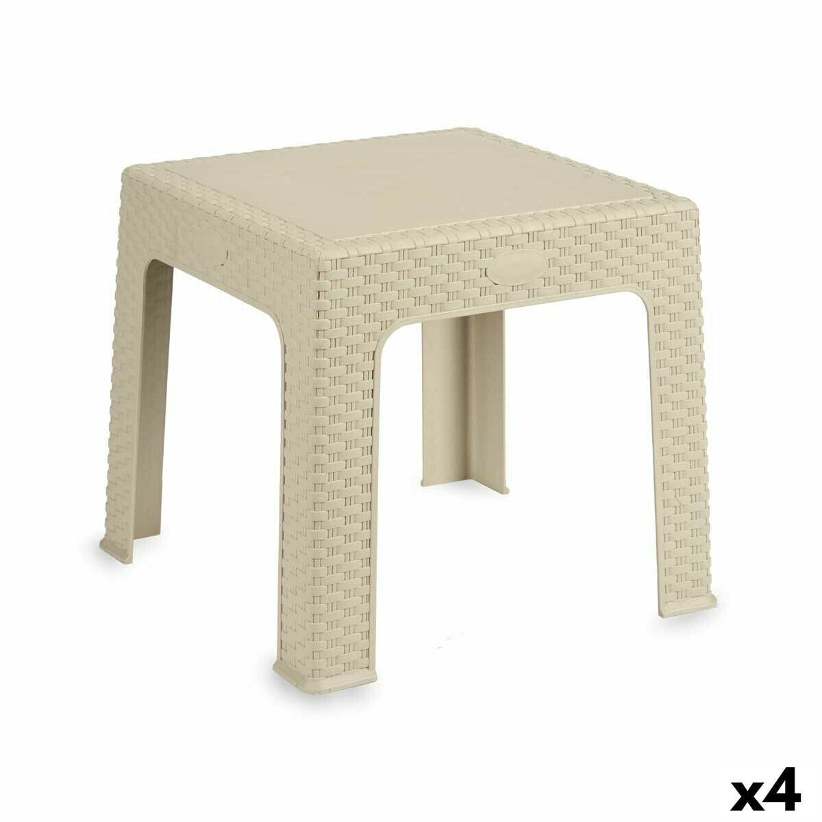 Child's Table Rattan Cream Plastic 47 x 42,5 x 47 cm (4 Units)