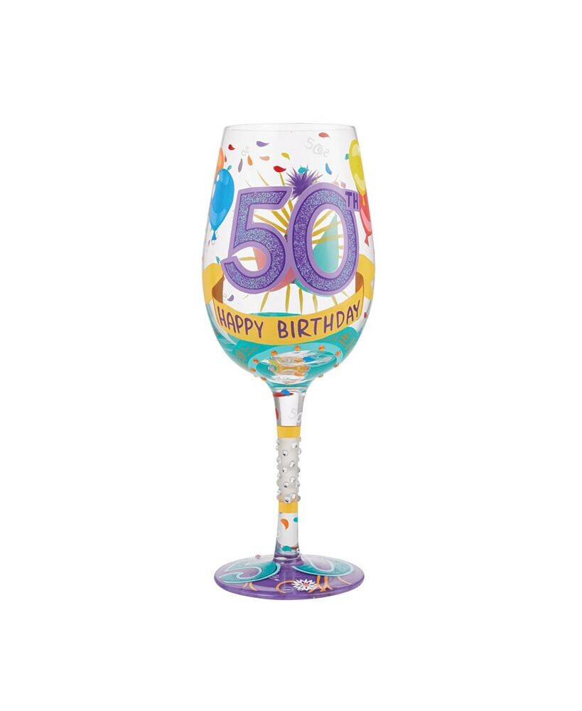 Enesco lolita Happy 50th Birthday Wine Glass, 15 oz