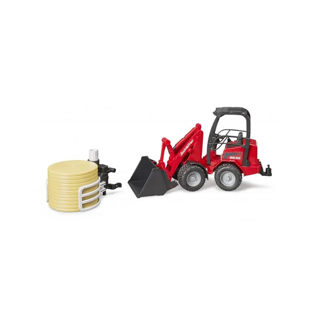 BRUDER Schaffer Compact Loader 2630 With Bale Gripper+1 Round Bale 2192 construction game