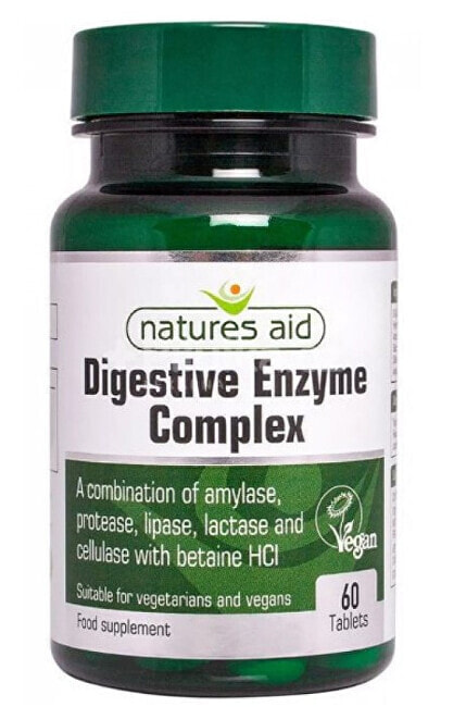 Natures Aid Digestive Enzymes Пищеварительные ферменты с бетаином HCl 100 мг 60 таблеток