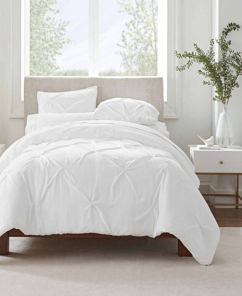 Serta simply Clean Antimicrobial Pleated Twin Extra Long Duvet Set, 2 Piece
