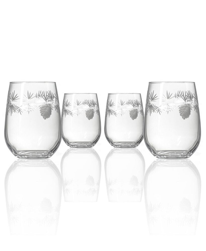 Rolf Glass icy Pine Stemless 17Oz - Set Of 4 Glasses