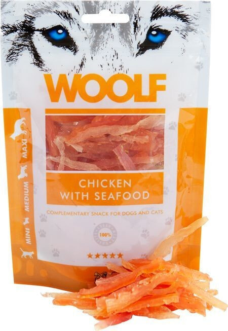 Лакомство для собак Brit WOOLF 100g CHICKEN SEAFOOD