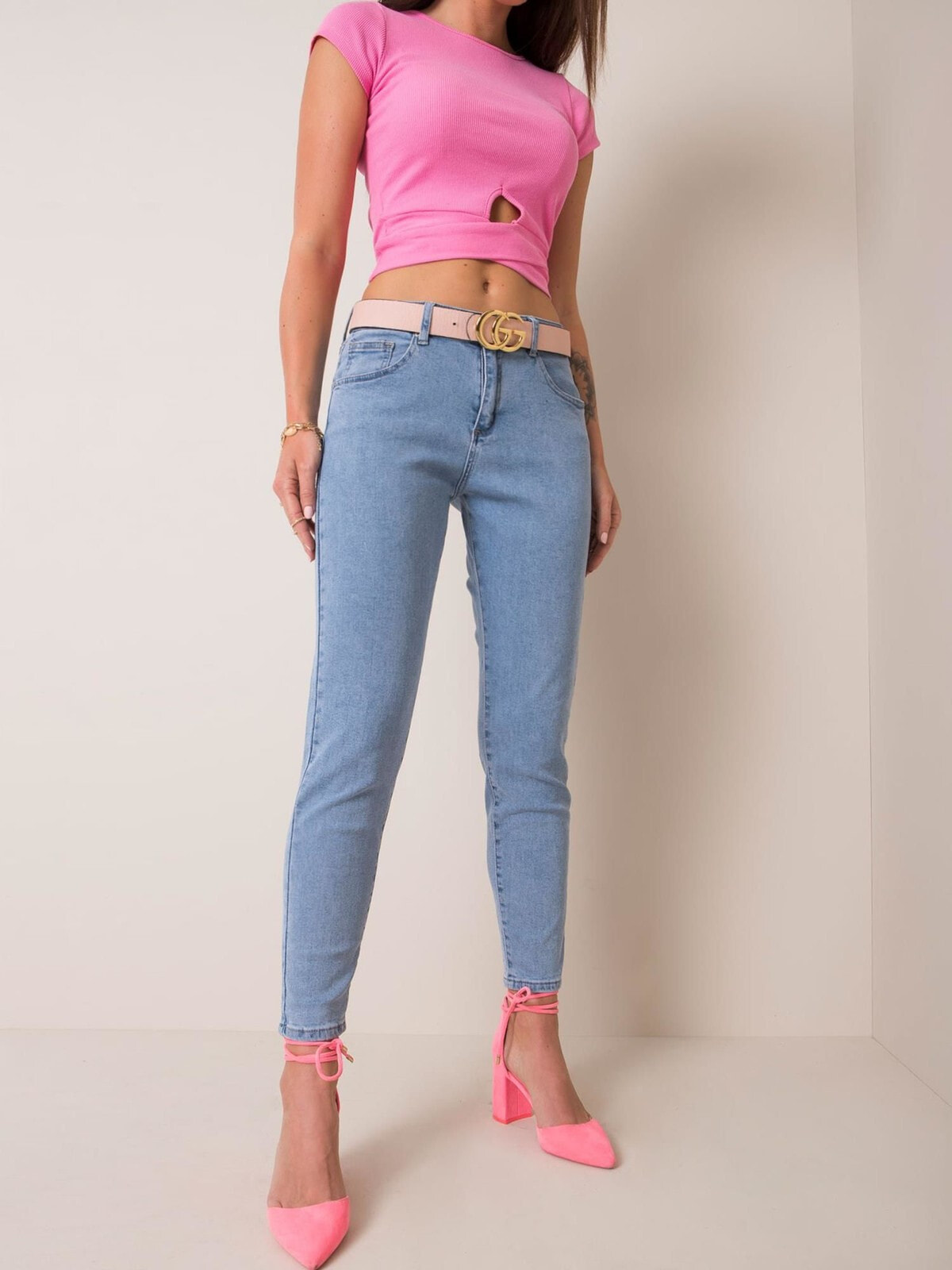 Женские джинсы скинни со средней посадкой   голубые  Factory Price