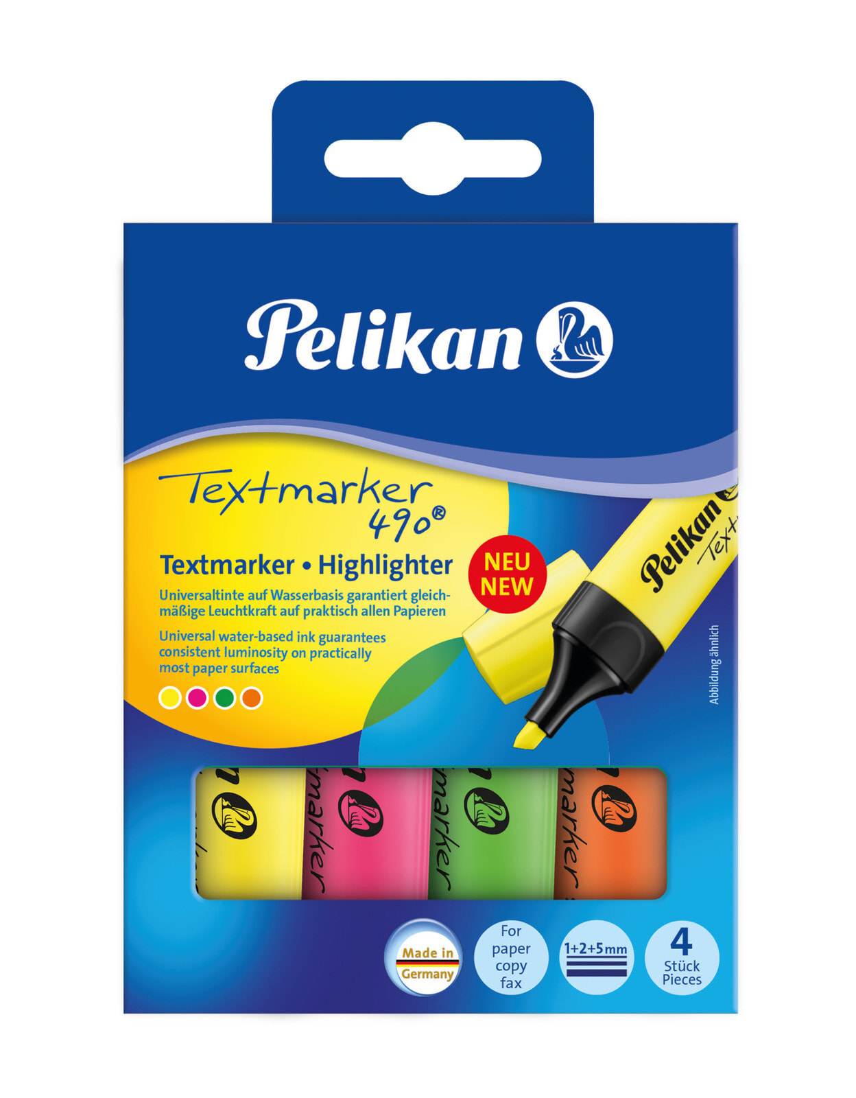 Pelikan Textmarker 490 маркер 4 шт Зеленый, Оранжевый, Розовый, Желтый 814058