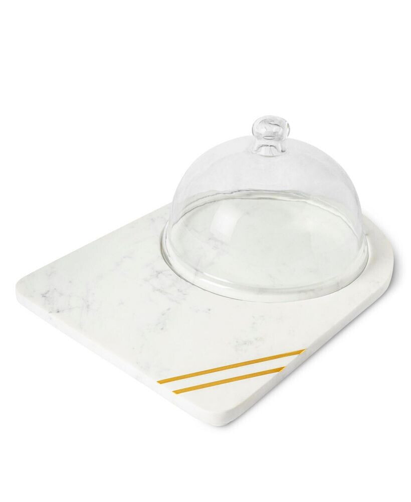 GAURI KOHLI bavaria Marble Cheese Board With Glass Cloche