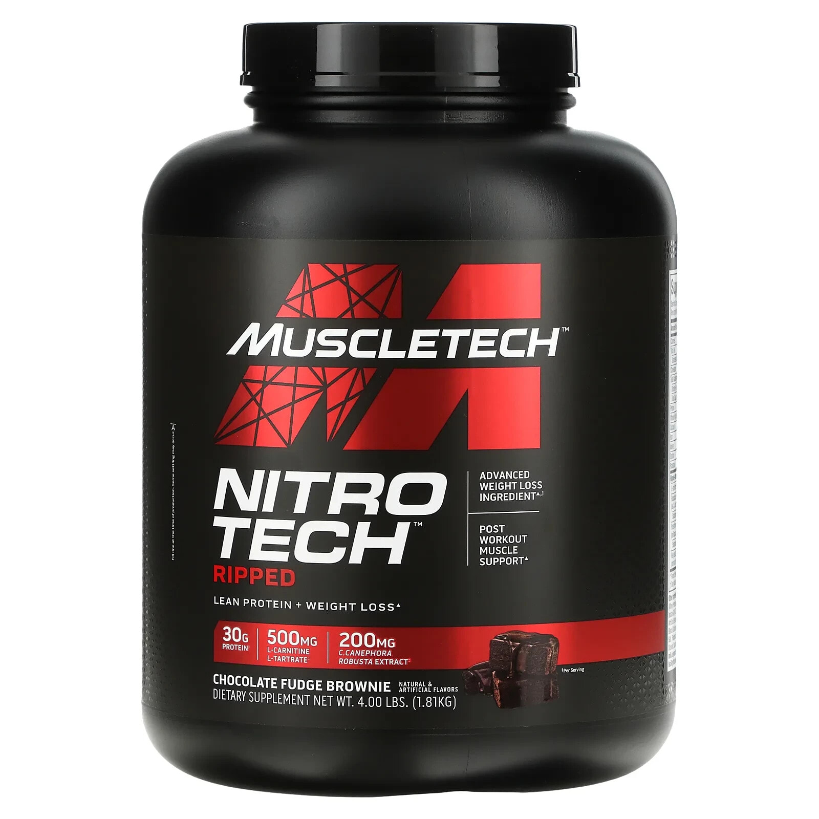 Nitro Tech Ripped, Lean Protein + Weight Loss, French Vanilla Bean, 4 lbs (1.81 kg)