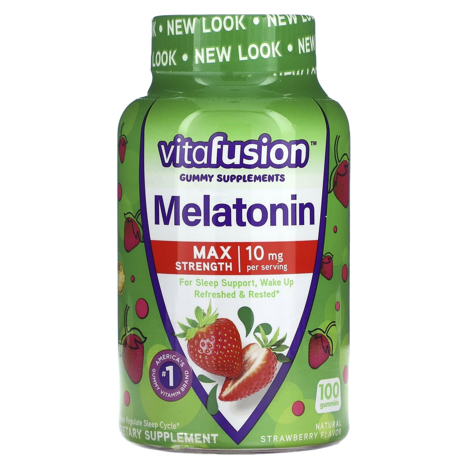 Max Strength Melatonin, Natural Strawberry, 10 mg, 100 Gummies (5 mg per Gummy)