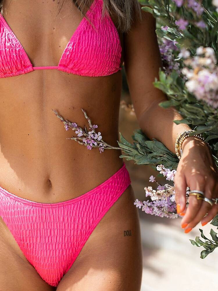 South Beach X Miss Molly crinkle string bikini bottom in pink