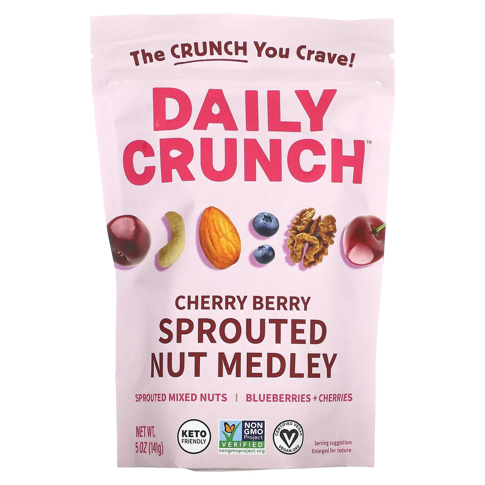 Daily Crunch, Смесь пророщенных орехов, вишня, 141 г (5 унций)