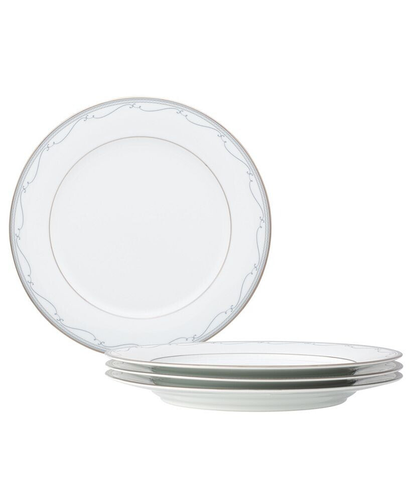 Noritake satin Flourish 4 Piece Dinner Plate Set, Service for 4