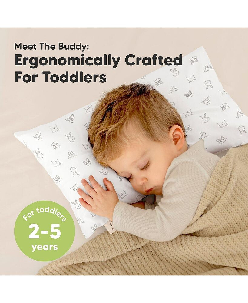 KeaBabies buddy Toddler Pillow with Pillowcase, 10.6X18.5 Soft Organic Cotton Toddler Pillows for Sleeping, Kids Pillow