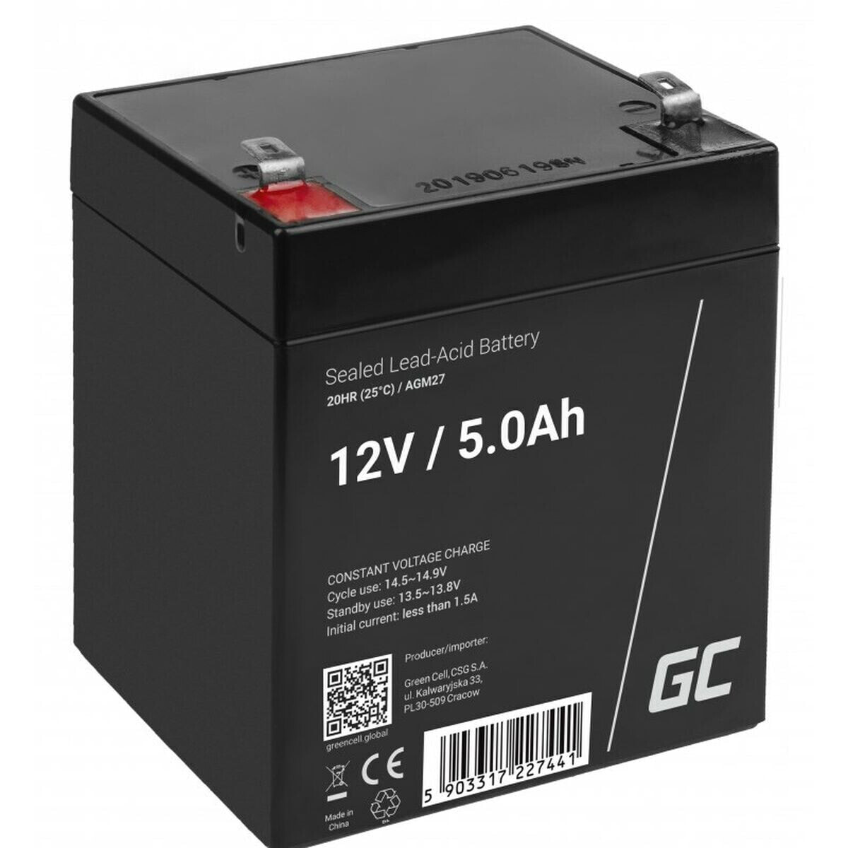 Battery for Uninterruptible Power Supply System UPS Green Cell AGM27 5 Ah 12 V